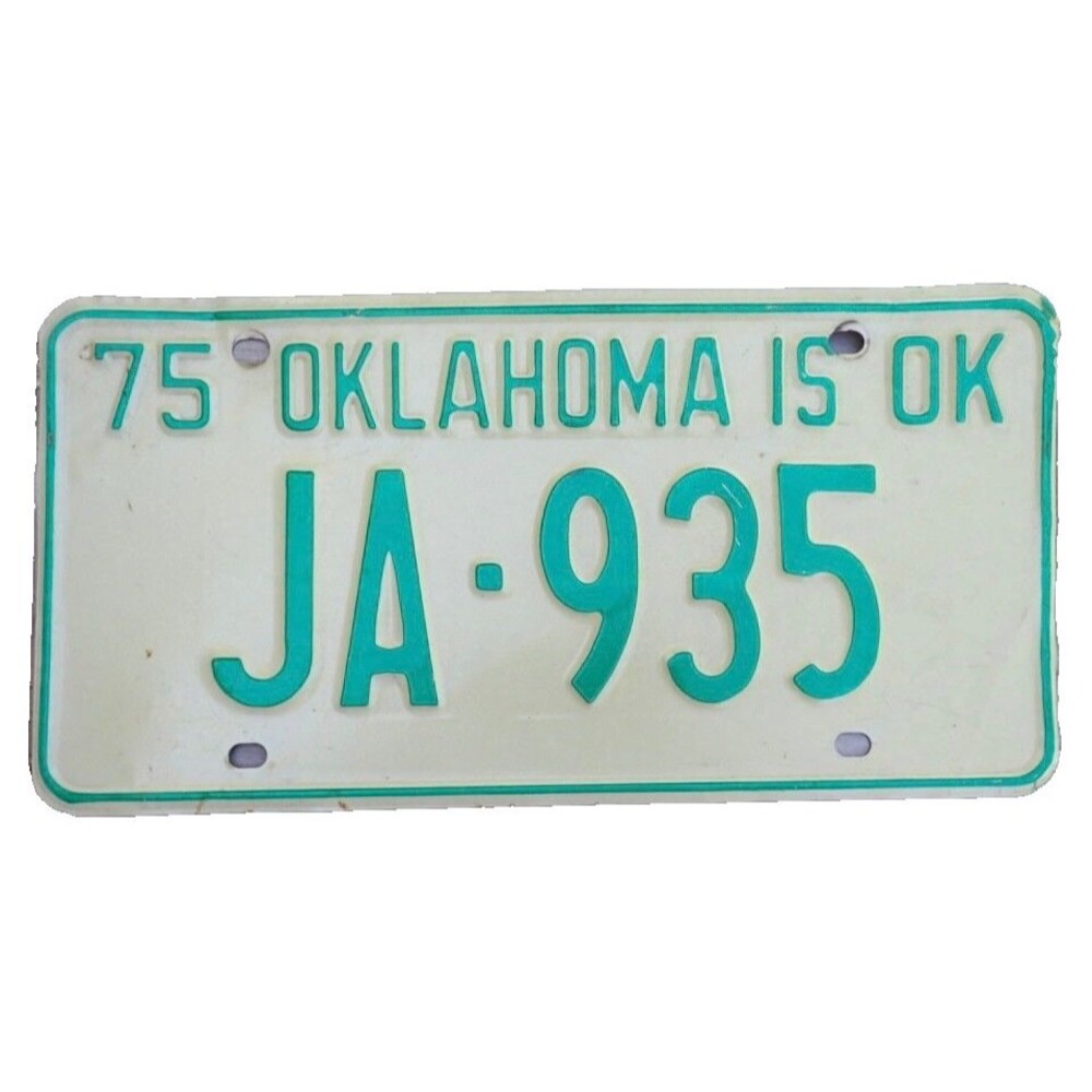 Vtg 1975 Oklahoma is OK Collectible License Plate Distressed Man Cave
